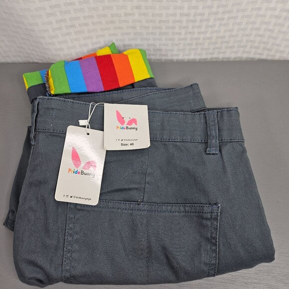 Pride Bunny Rainbow Cuffed Chinos Size 40 - Picture 1 of 9